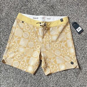 Roark Men’s/Unisex Yellow Mosaic Sunbeam Swim Board Shorts